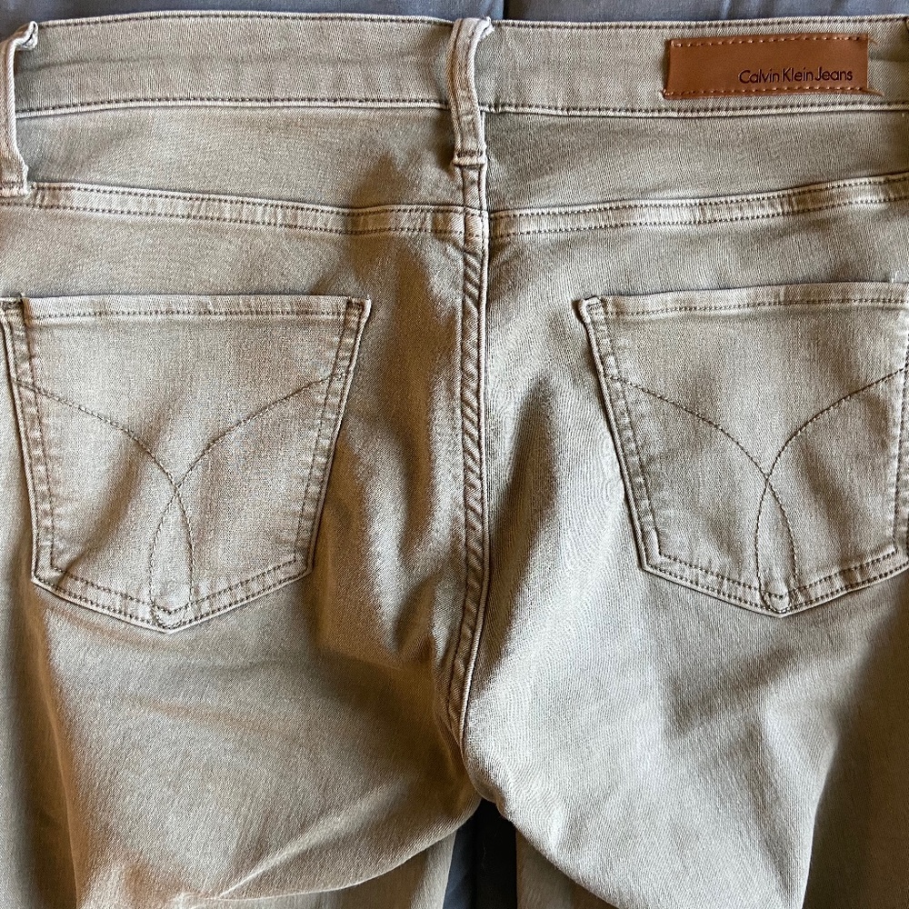 Calvin Klein Light Olive Ankle Skinny Jeans - Picture 3 of 4